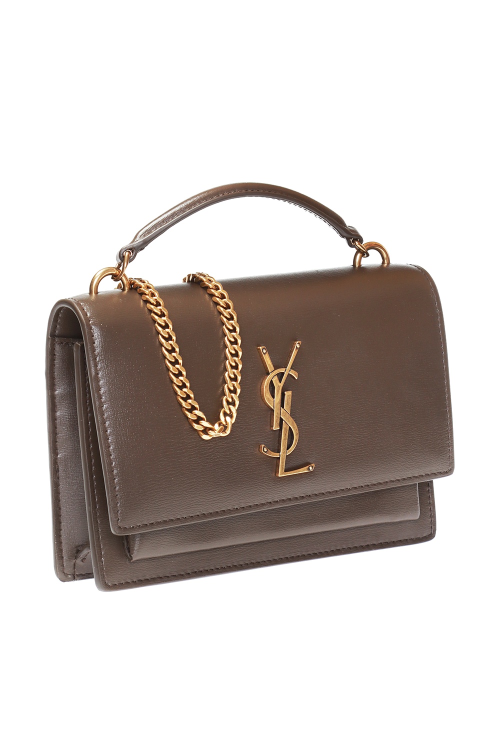 saint laurent ysl clutch gold metallic leather pyramid
